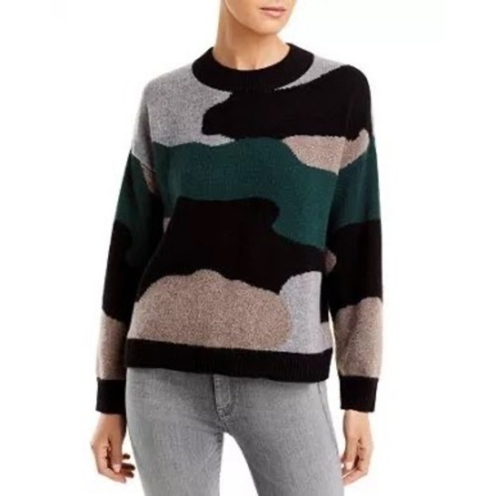 C BY BLOOMINGDALES Cashmere Crew Neck Sweater Size S Camoflauge Streetwear Lux